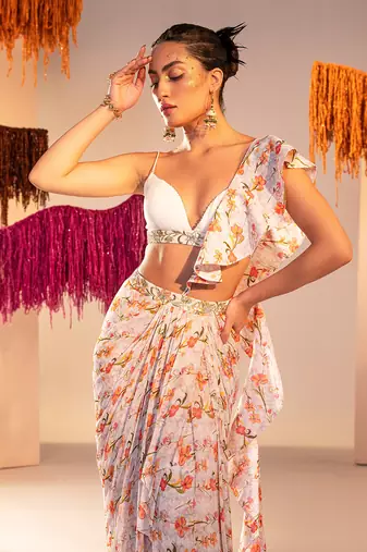 White saree set