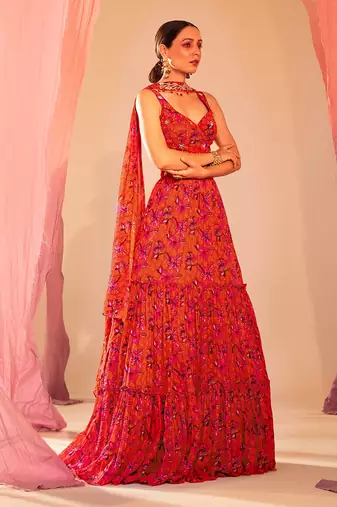 Rust Orange Lehenga Set