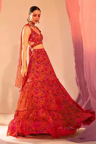 Rust Orange Lehenga Set