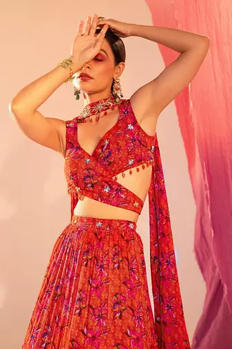 Rust Orange Lehenga Set