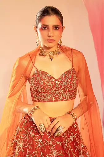 Orange Lehenga Set