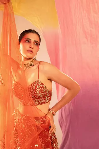 Orange Lehenga Set