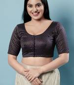 Padded Brocade Round Neck Blouse