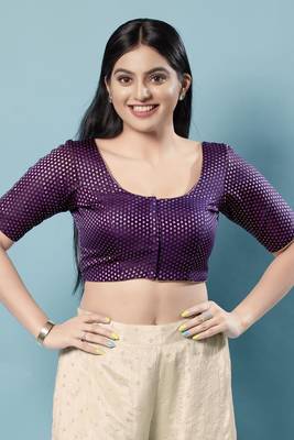 Padded Brocade Round Neck Blouse 1
