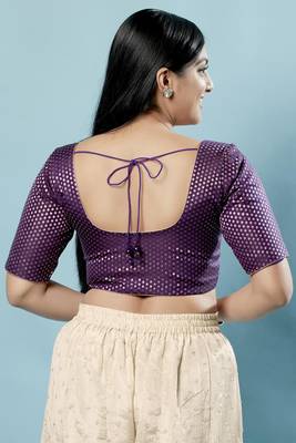 Padded Brocade Round Neck Blouse 2