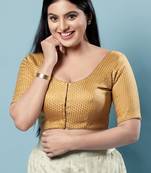 Padded Brocade Round Neck Blouse