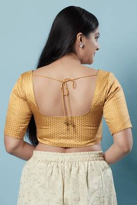 Padded Brocade Round Neck Blouse 2