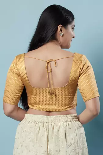 Padded Brocade Round Neck Blouse