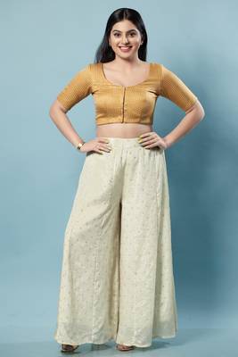 Padded Brocade Round Neck Blouse 5