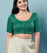 Padded Brocade Round Neck Blouse