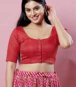 Padded Brocade Round Neck Blouse