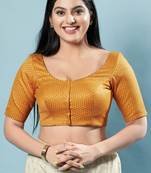 Padded Brocade Round Neck Blouse