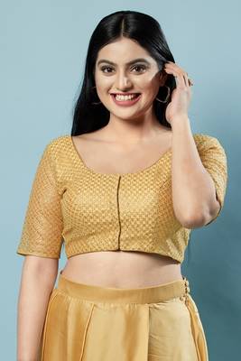 Padded Net Round Neck Blouse 1