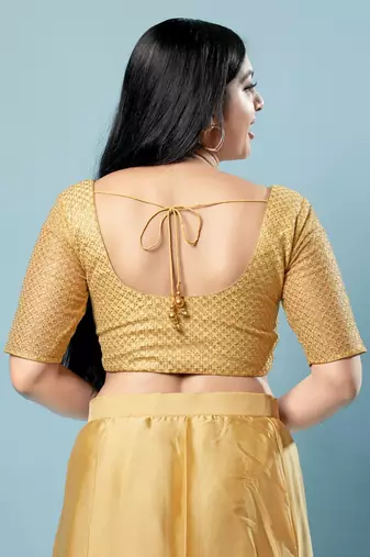 Padded Net Round Neck Blouse