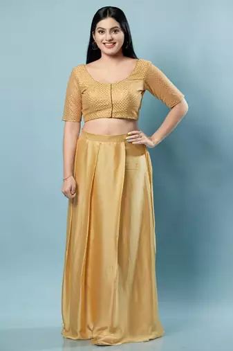 Padded Net Round Neck Blouse