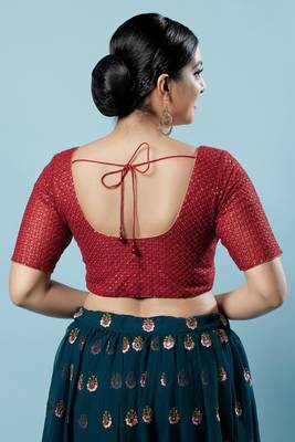 Padded Net Round Neck Blouse 2