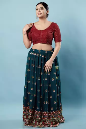 Padded Net Round Neck Blouse