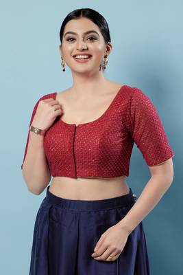 Padded Net Round Neck Blouse 1