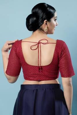 Padded Net Round Neck Blouse 2