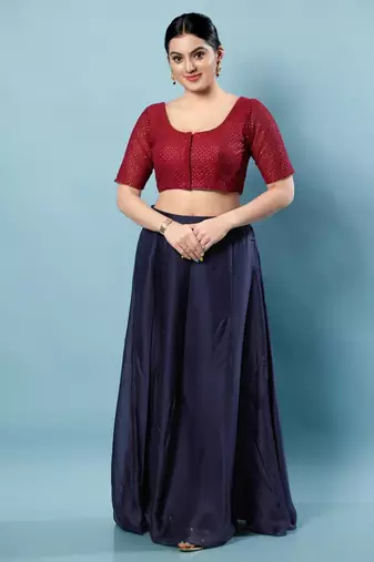 Padded Net Round Neck Blouse