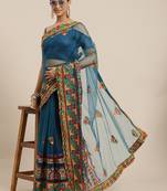 Riva enterprise women's net  traditional embroidered  and mirror work saree with blouse