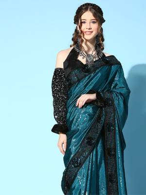 Riva enterprise women's rangoli silk saree with detachable sleeve fancy saree 4