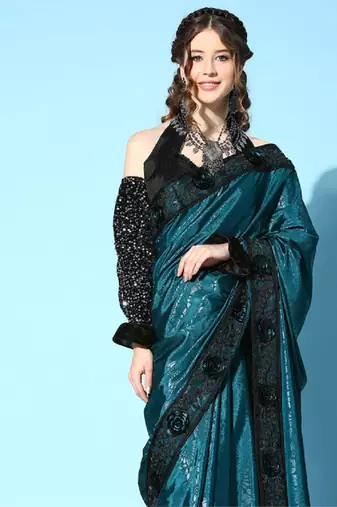 Riva enterprise women's rangoli silk saree with detachable sleeve fancy saree