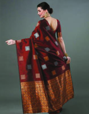  Maroon Color Silk Blend Blend Sarees With Blouse 3