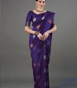  Purple Color Silk Blend Blend Sarees With Blouse