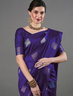  Purple Color Silk Blend Blend Sarees With Blouse 4