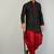 Lemonx Silk Black Maroon Asymmetric Kurta Dhoti Set For Men