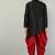 Lemonx Silk Black Maroon Asymmetric Kurta Dhoti Set For Men