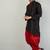 Lemonx Silk Black Maroon Asymmetric Kurta Dhoti Set For Men