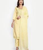 Yellow Dola Silk Embroidered Designer Straight Suits