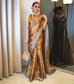 Dark gold zari tissue saree set