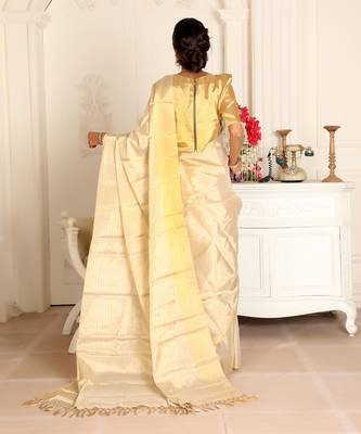 Gold zari tissue saree set 3