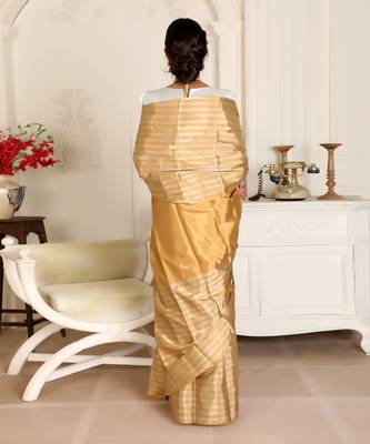 Gold zari tissue handwoven saree set 2