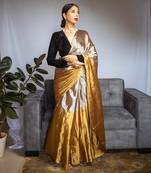 Dark gold handwoven saree set