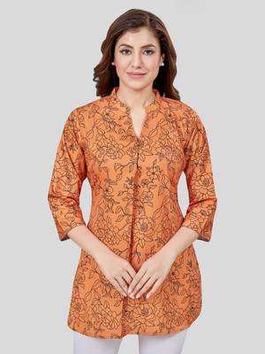  crepe printed short kurti 1