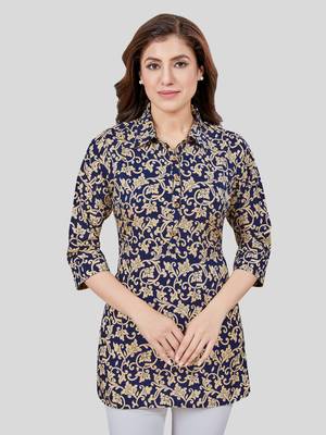  crepe printed short kurti 1