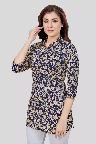  crepe printed short kurti