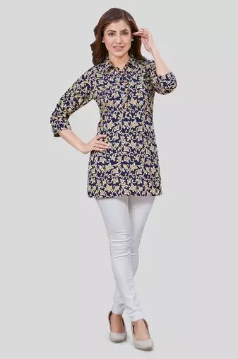  crepe printed short kurti