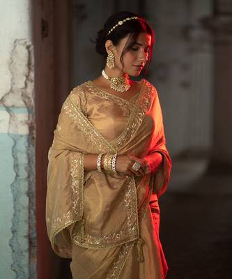 Gold tissue saree set 5