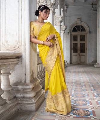 Gold tissue saree set 1