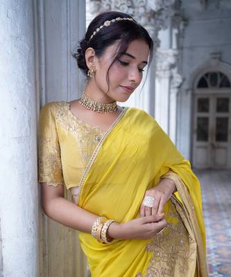 Gold tissue saree set 3