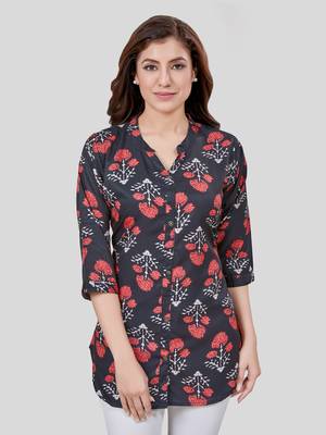  crepe printed short kurti 1