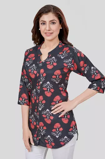  crepe printed short kurti