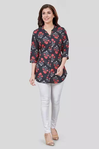  crepe printed short kurti