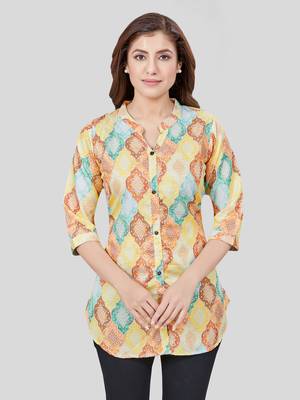  crepe printed short kurti 1