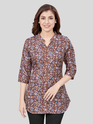  crepe printed short kurti 1